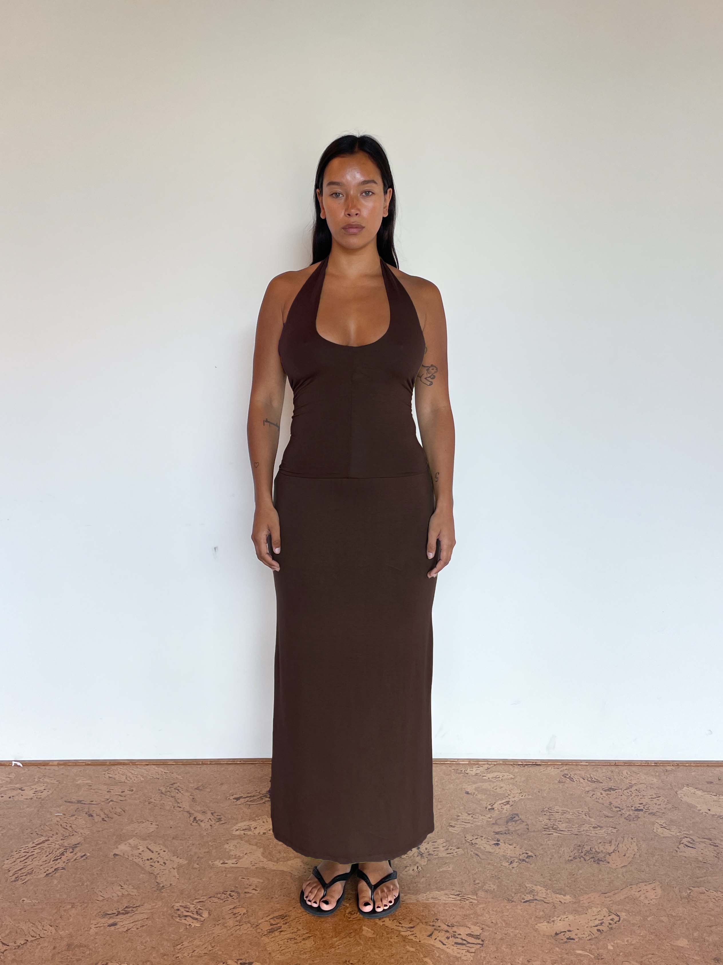 2-way stretch skirt | espresso