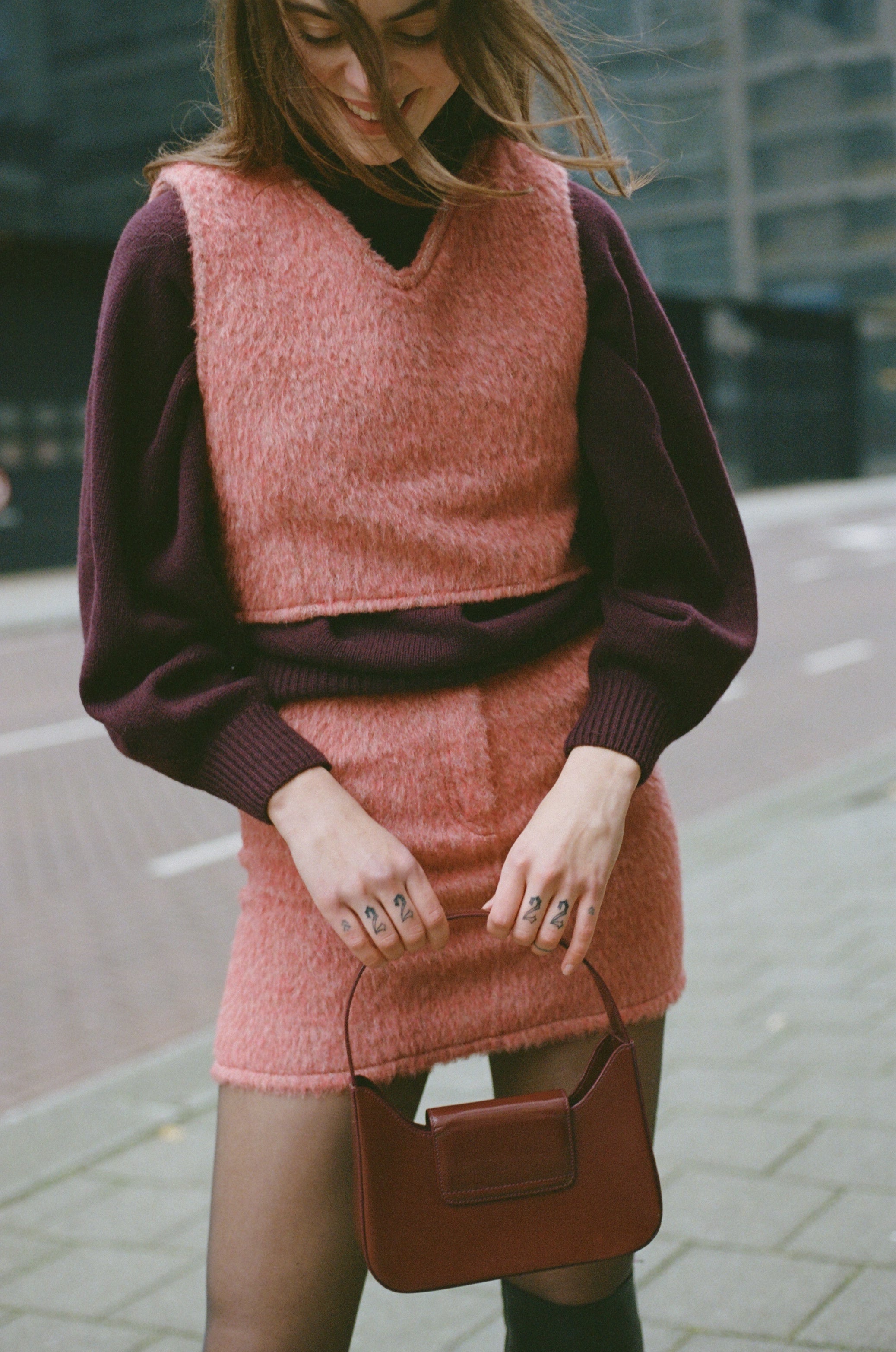 wool mini skirt - sorbet
