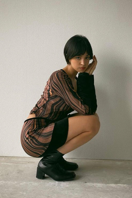 velvet mini skirt