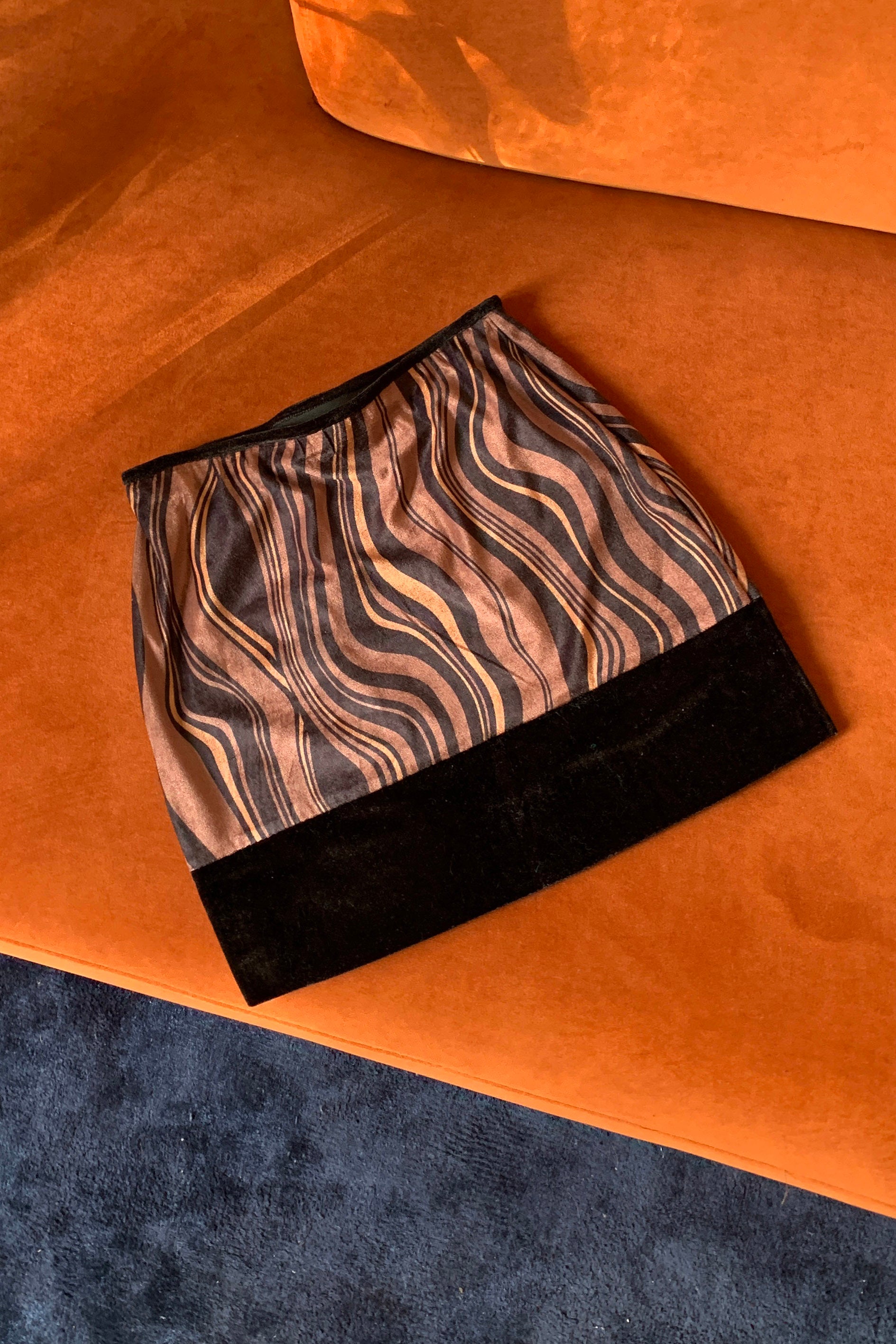 velvet mini skirt