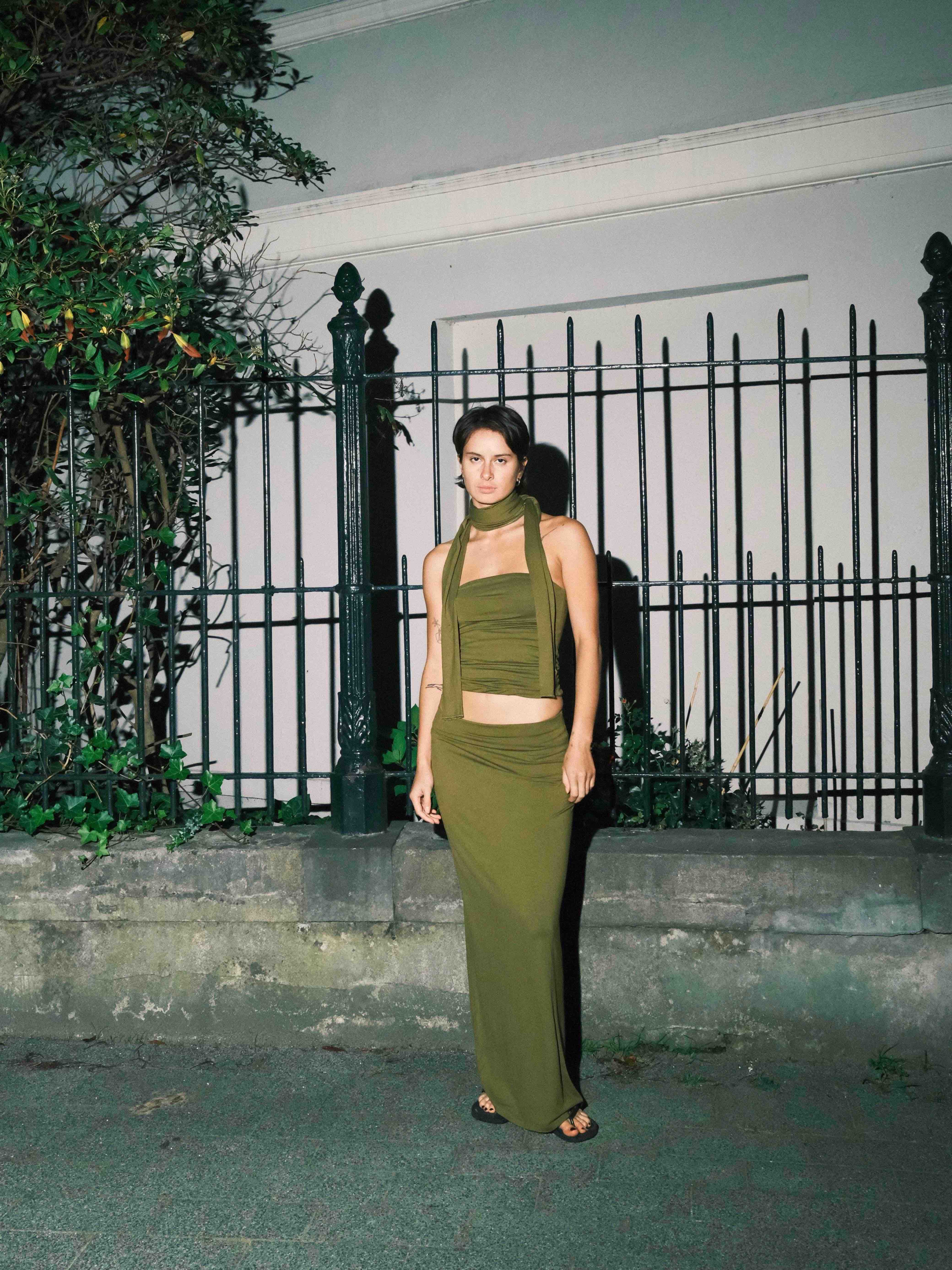 2-way maxi stretch skirt | matcha | last pieces