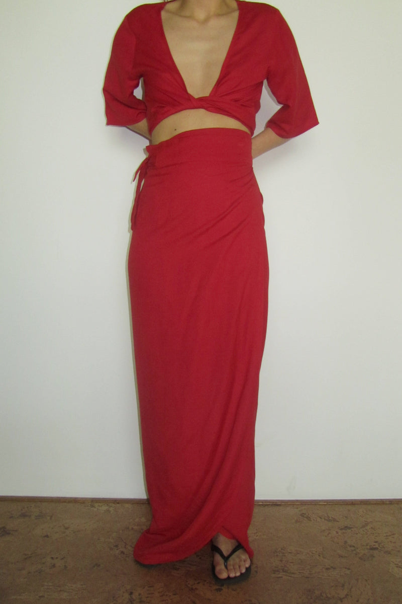 pre-order | ultimate maxi skirt | red