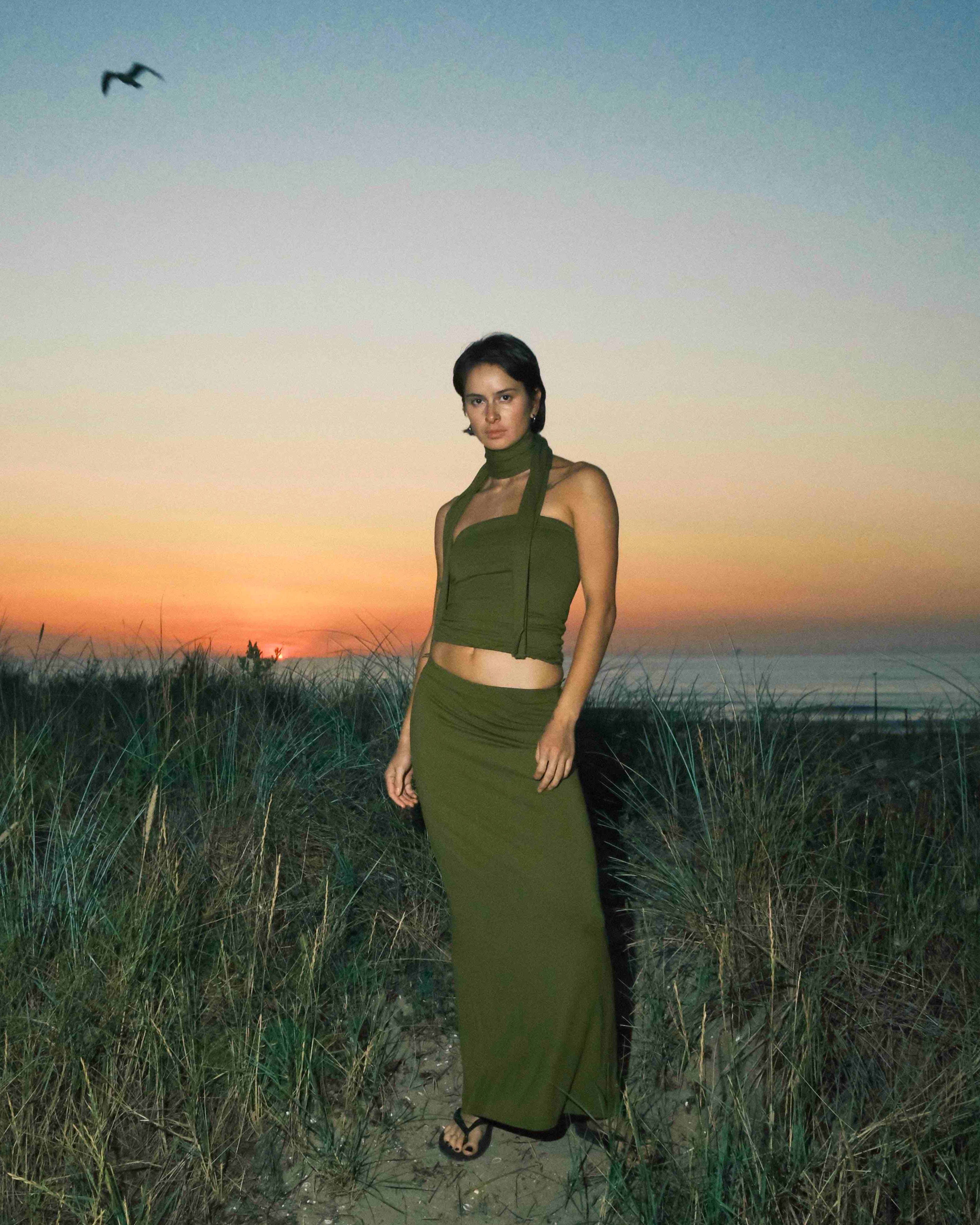 2-way maxi stretch skirt | matcha | last pieces