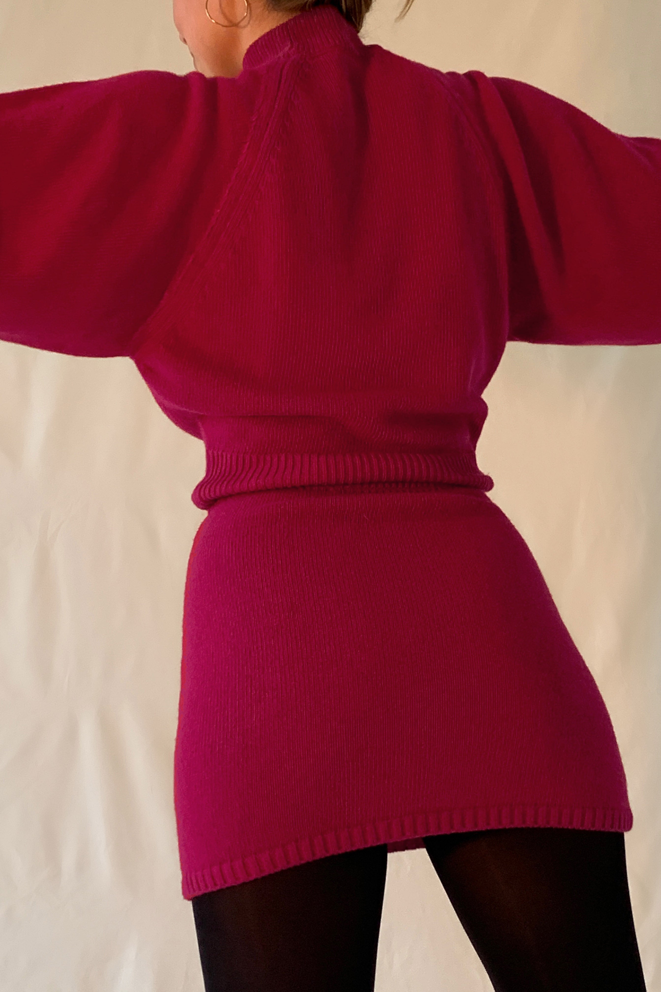 knit mini skirt - raspberry