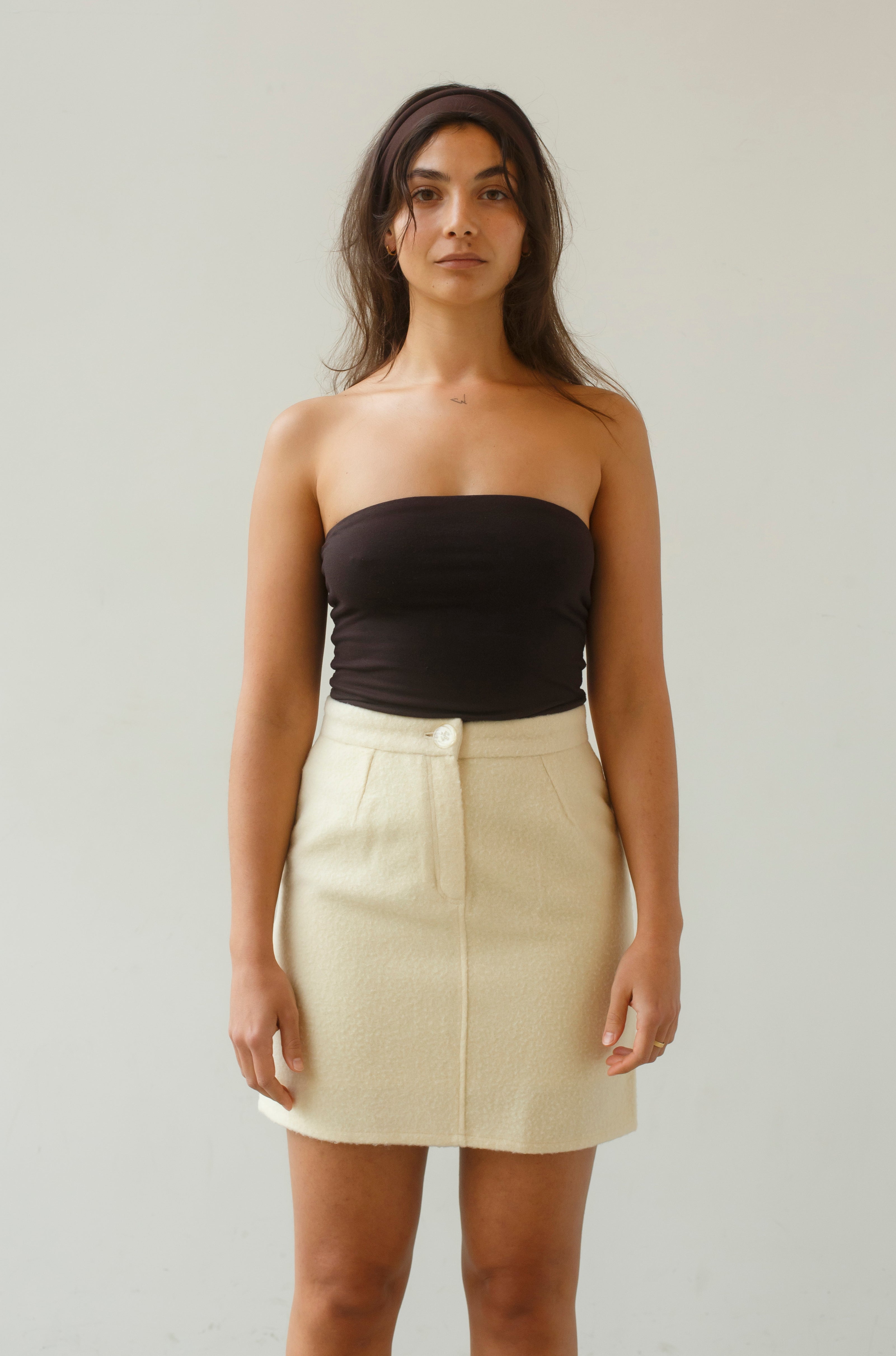 wool mini skirt - ivory